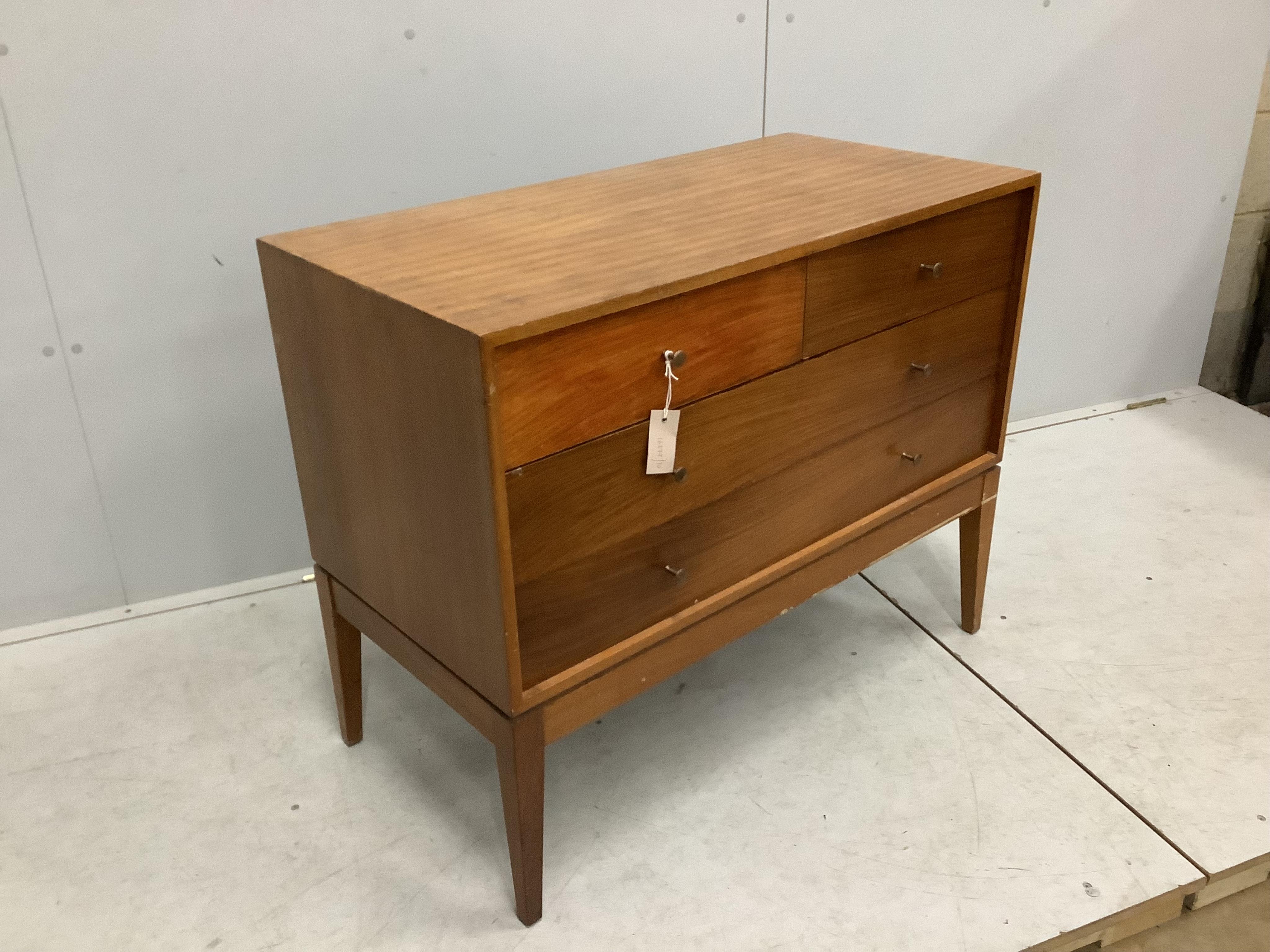 A mid century Uniflex teak four drawer chest, width 91cm, depth 46cm, height 74cm. Condition - fair